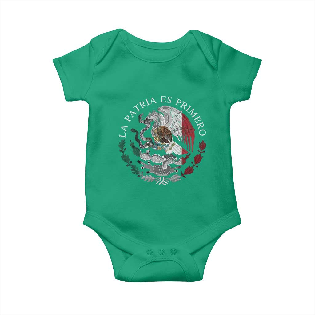 Mexican Pride Baby Onesie La Patria Es Primero Coat Of Arms - Wonder Print Shop