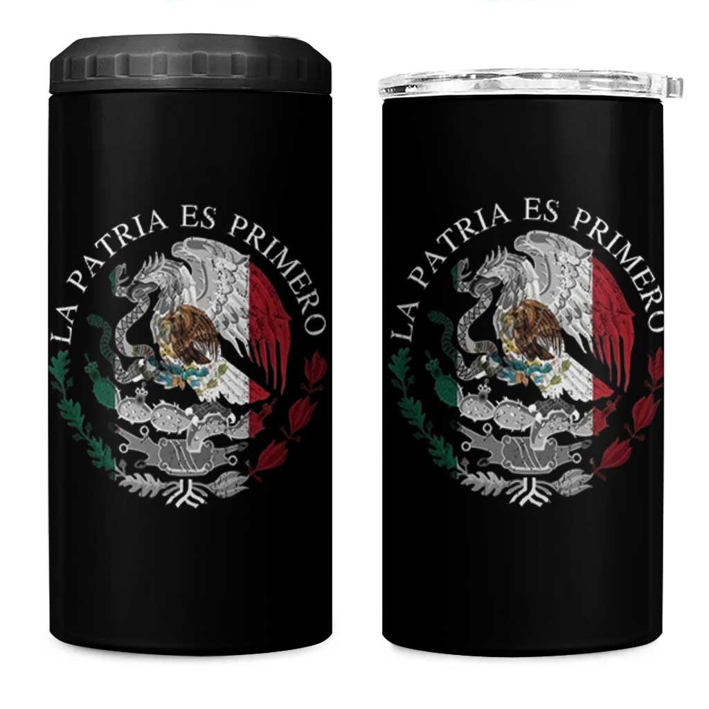 Mexican Pride 4 in 1 Can Cooler Tumbler La Patria Es Primero Coat Of Arms - Wonder Print Shop