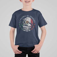 Mexican Pride T Shirt For Kid La Patria Es Primero Coat Of Arms - Wonder Print Shop