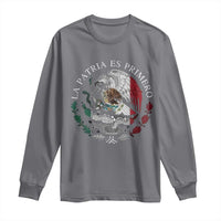 Mexican Pride Long Sleeve Shirt La Patria Es Primero Coat Of Arms - Wonder Print Shop