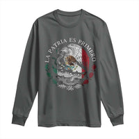 Mexican Pride Long Sleeve Shirt La Patria Es Primero Coat Of Arms - Wonder Print Shop