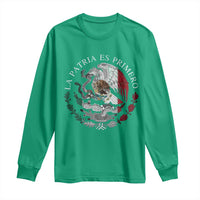Mexican Pride Long Sleeve Shirt La Patria Es Primero Coat Of Arms - Wonder Print Shop