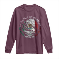 Mexican Pride Long Sleeve Shirt La Patria Es Primero Coat Of Arms - Wonder Print Shop