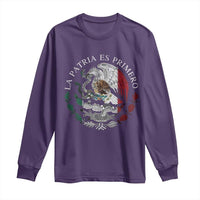 Mexican Pride Long Sleeve Shirt La Patria Es Primero Coat Of Arms - Wonder Print Shop