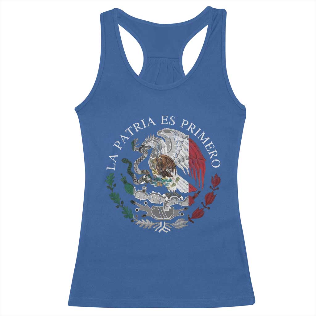 Mexican Pride Racerback Tank Top La Patria Es Primero Coat Of Arms - Wonder Print Shop