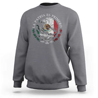 Mexican Pride Sweatshirt La Patria Es Primero Coat Of Arms - Wonder Print Shop