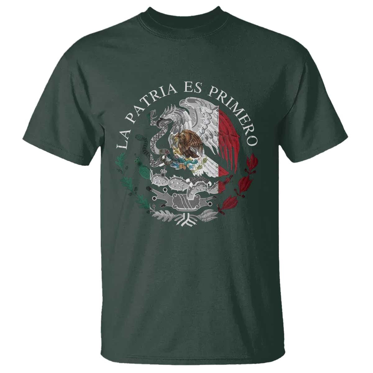 Mexican Pride T Shirt La Patria Es Primero Coat Of Arms - Wonder Print Shop