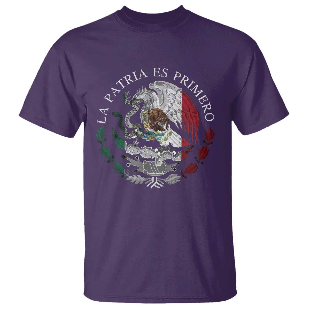 Mexican Pride T Shirt La Patria Es Primero Coat Of Arms - Wonder Print Shop