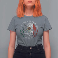 Mexican Pride T Shirt For Women La Patria Es Primero Coat Of Arms - Wonder Print Shop