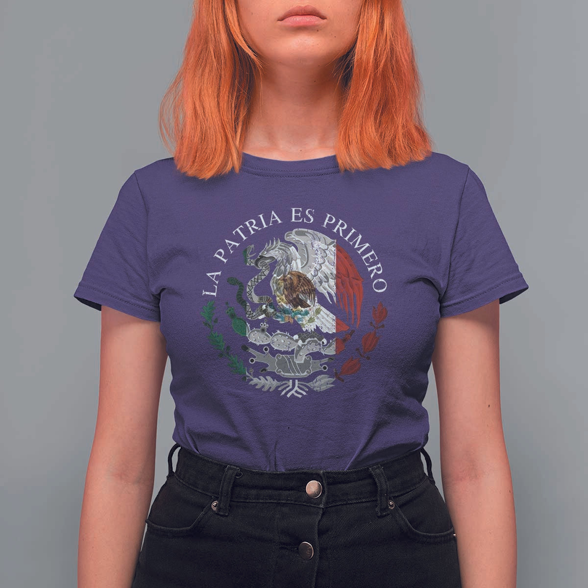 Mexican Pride T Shirt For Women La Patria Es Primero Coat Of Arms - Wonder Print Shop