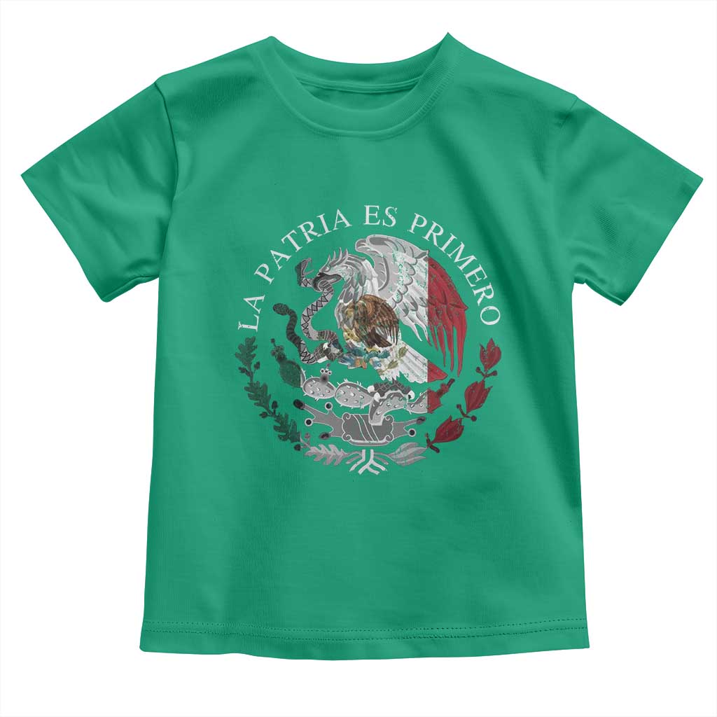 Mexican Pride Toddler T Shirt La Patria Es Primero Coat Of Arms - Wonder Print Shop