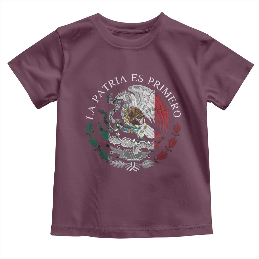 Mexican Pride Toddler T Shirt La Patria Es Primero Coat Of Arms - Wonder Print Shop