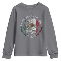 Mexican Pride Youth Sweatshirt La Patria Es Primero Coat Of Arms - Wonder Print Shop