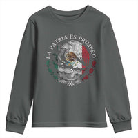 Mexican Pride Youth Sweatshirt La Patria Es Primero Coat Of Arms - Wonder Print Shop