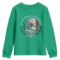 Mexican Pride Youth Sweatshirt La Patria Es Primero Coat Of Arms - Wonder Print Shop