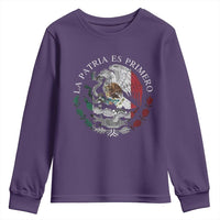 Mexican Pride Youth Sweatshirt La Patria Es Primero Coat Of Arms - Wonder Print Shop