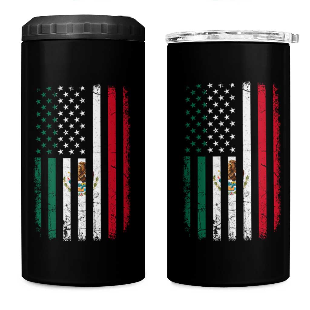Mexican American Flag Mexican Roots Mexico America 4 in 1 Can Cooler Tumbler - Wonder Print Shop