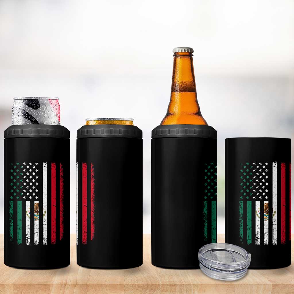 Mexican American Flag Mexican Roots Mexico America 4 in 1 Can Cooler Tumbler - Wonder Print Shop