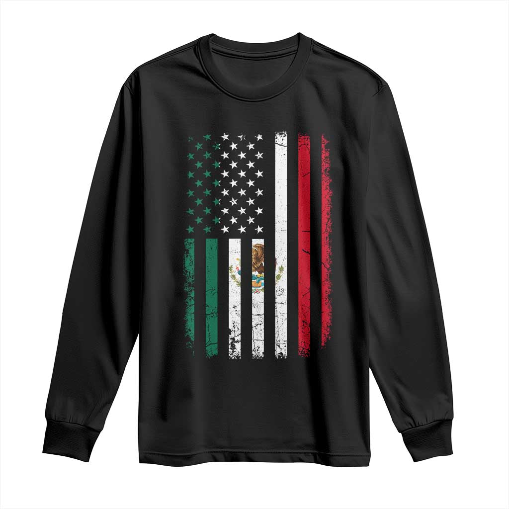 Mexican American Flag Mexican Roots Mexico America Long Sleeve Shirt - Wonder Print Shop