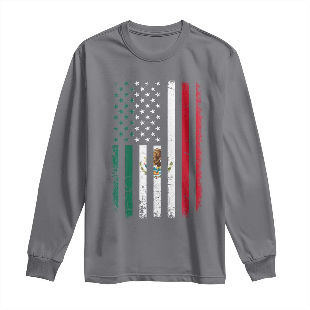 Mexican American Flag Mexican Roots Mexico America Long Sleeve Shirt - Wonder Print Shop