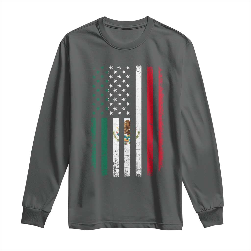 Mexican American Flag Mexican Roots Mexico America Long Sleeve Shirt - Wonder Print Shop