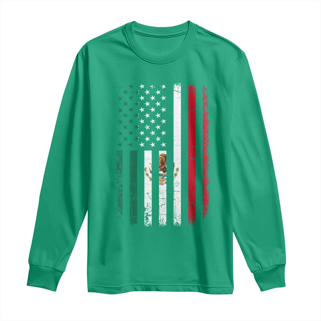 Mexican American Flag Mexican Roots Mexico America Long Sleeve Shirt - Wonder Print Shop