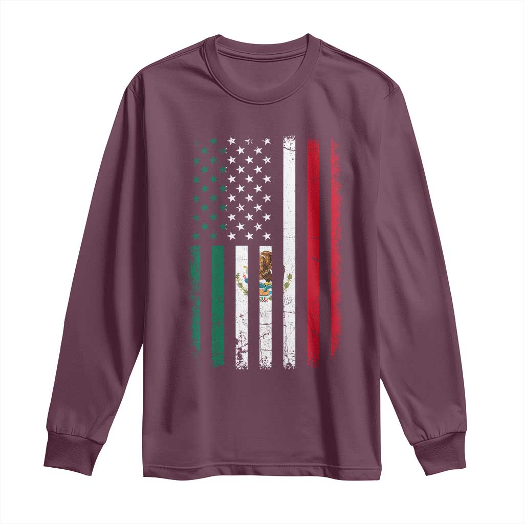 Mexican American Flag Mexican Roots Mexico America Long Sleeve Shirt - Wonder Print Shop