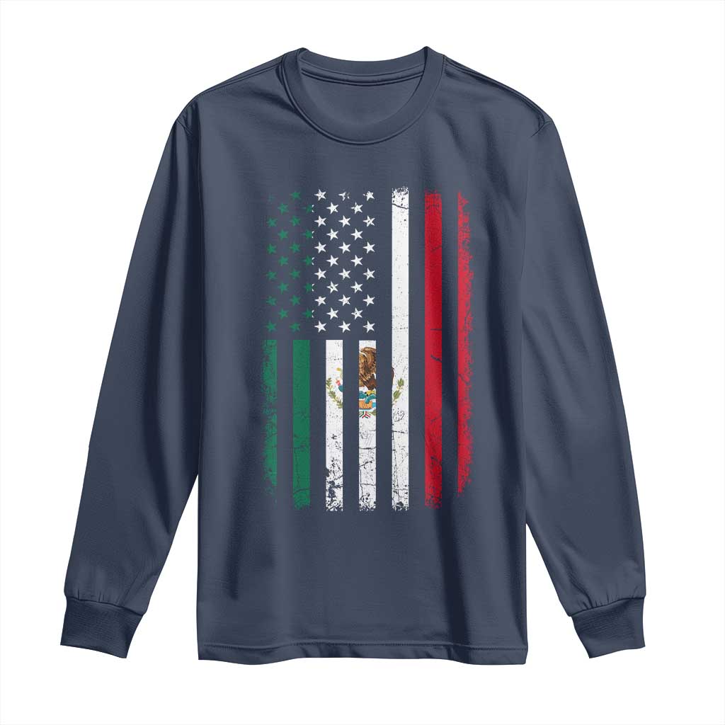 Mexican American Flag Mexican Roots Mexico America Long Sleeve Shirt - Wonder Print Shop