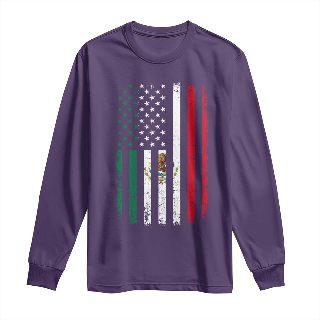 Mexican American Flag Mexican Roots Mexico America Long Sleeve Shirt - Wonder Print Shop