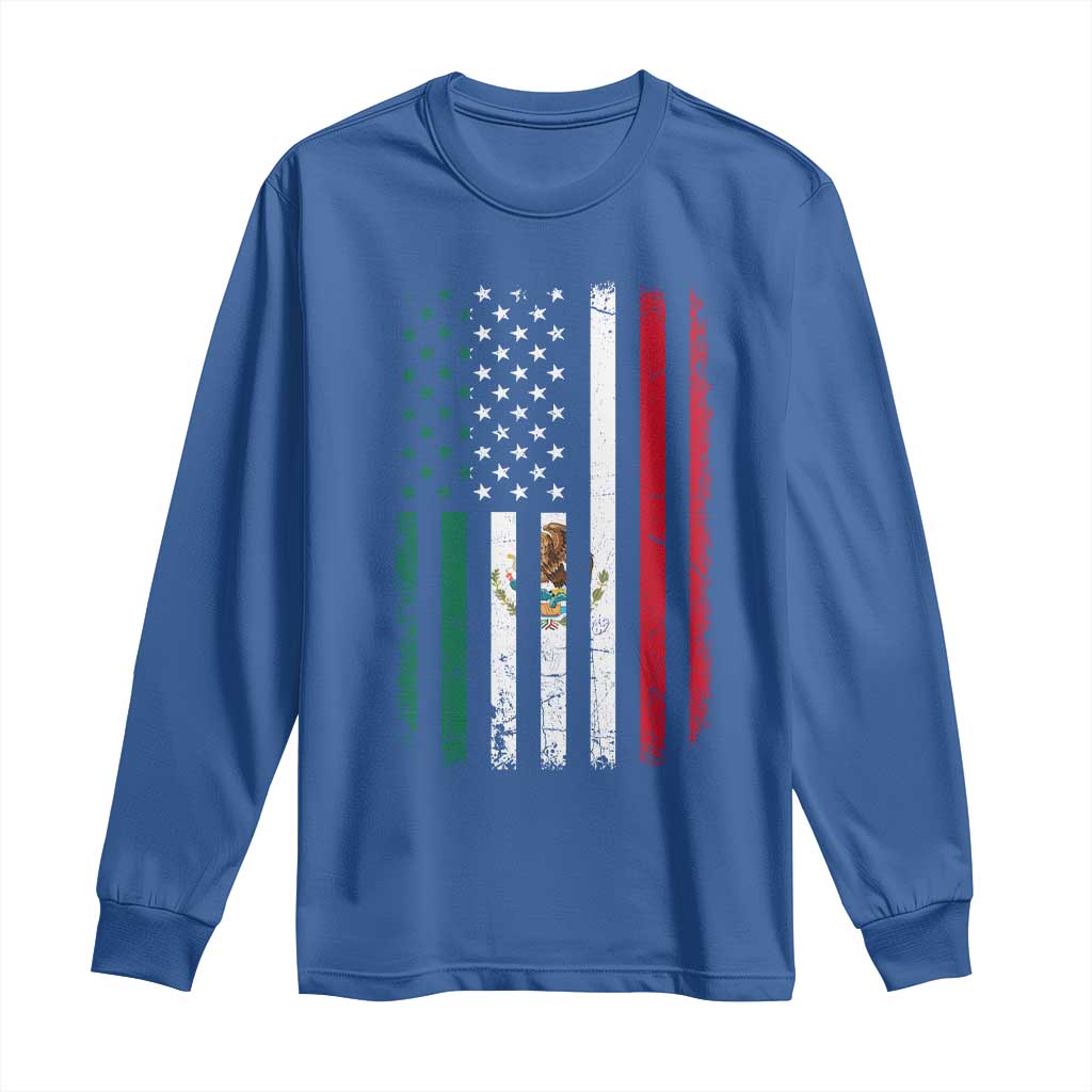 Mexican American Flag Mexican Roots Mexico America Long Sleeve Shirt - Wonder Print Shop