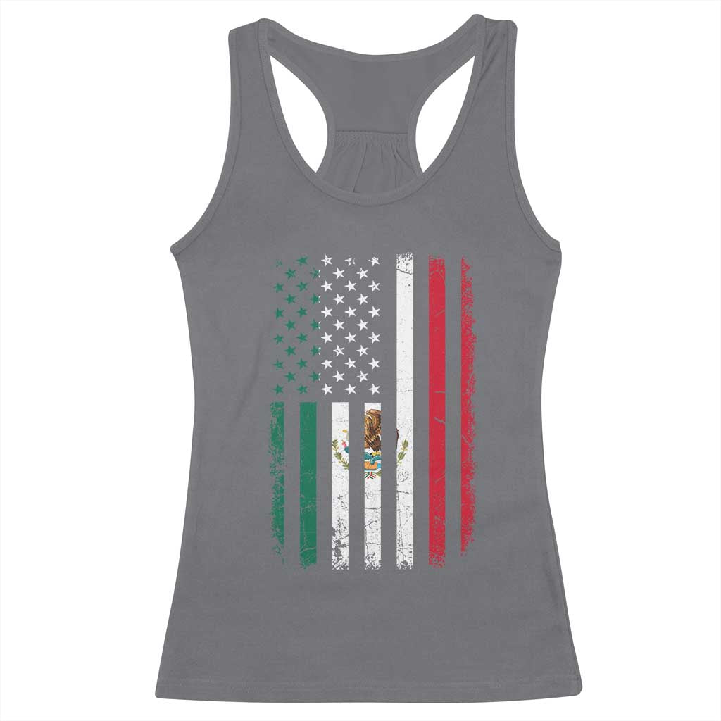 Mexican American Flag Mexican Roots Mexico America Racerback Tank Top - Wonder Print Shop