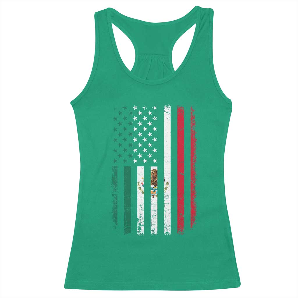 Mexican American Flag Mexican Roots Mexico America Racerback Tank Top - Wonder Print Shop