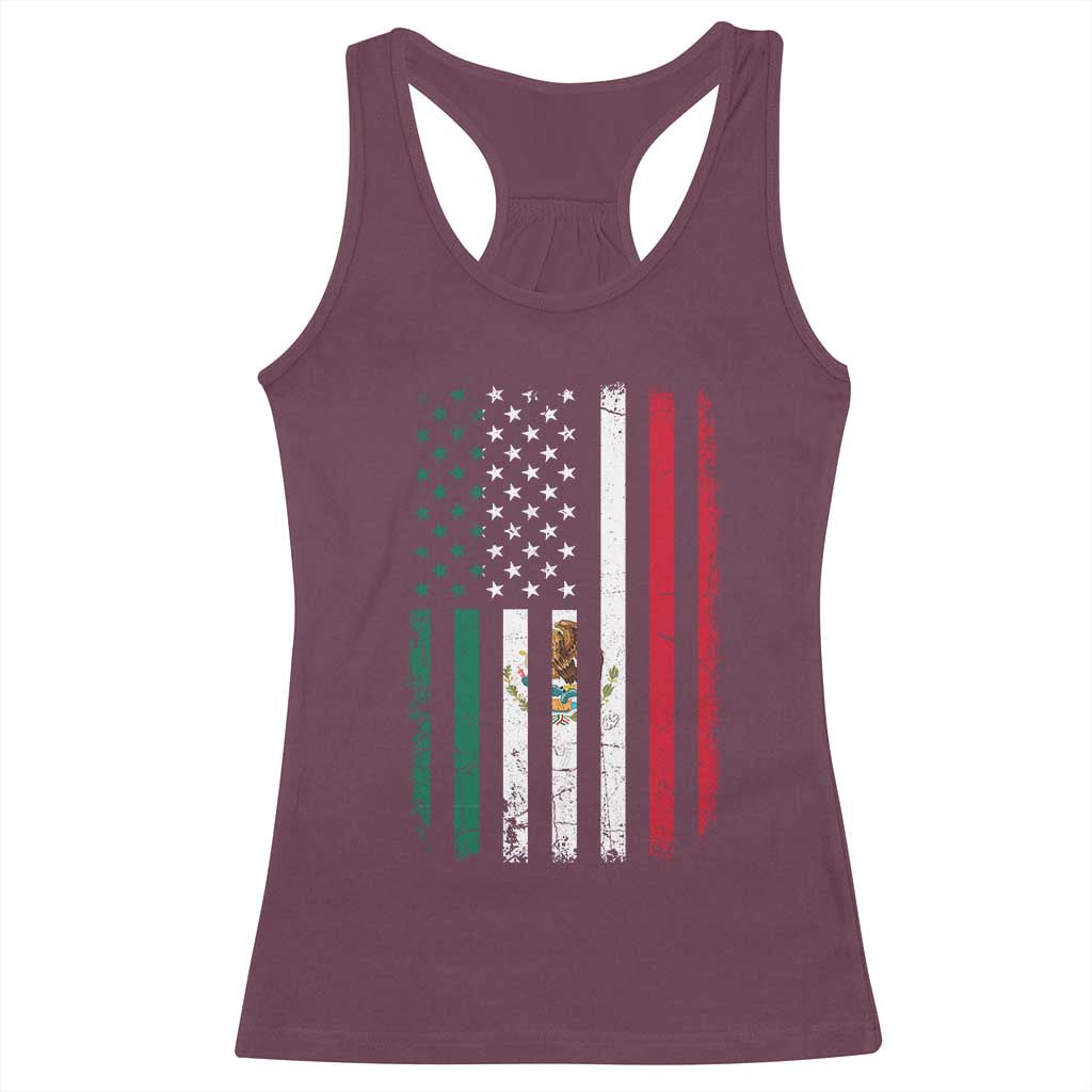 Mexican American Flag Mexican Roots Mexico America Racerback Tank Top - Wonder Print Shop