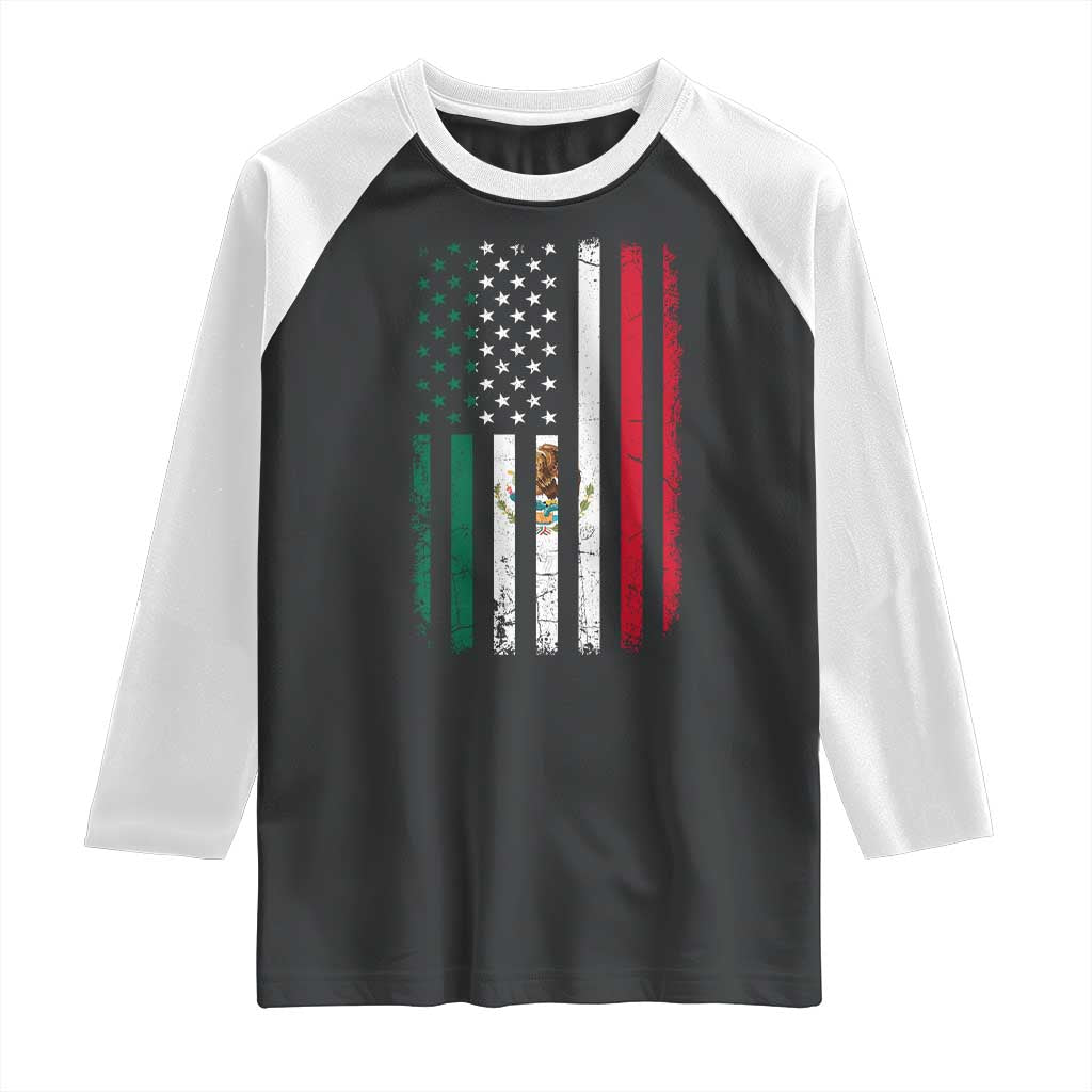 Mexican American Flag Mexican Roots Mexico America Raglan Shirt - Wonder Print Shop