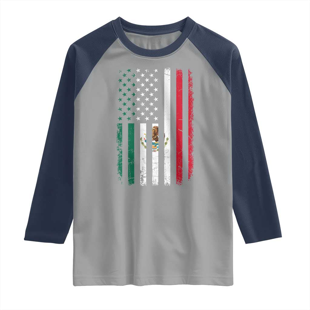 Mexican American Flag Mexican Roots Mexico America Raglan Shirt - Wonder Print Shop