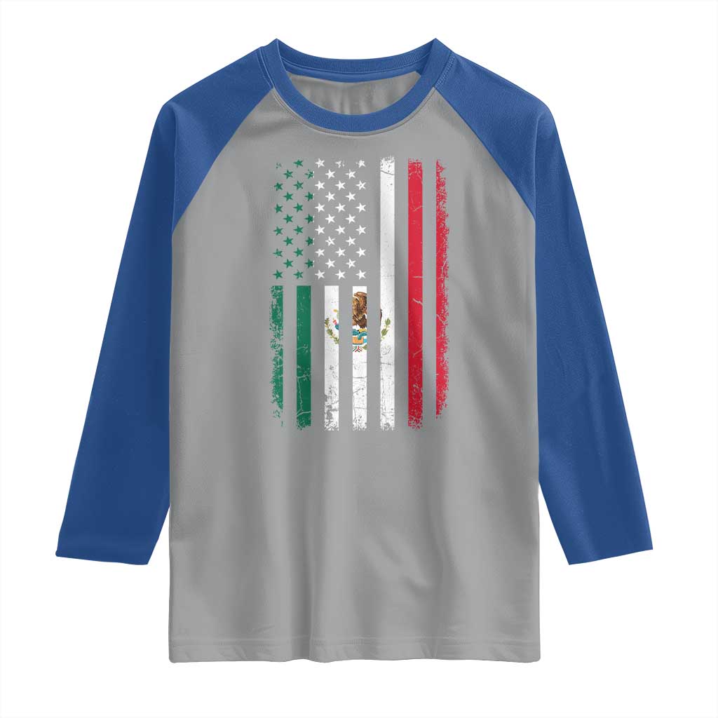 Mexican American Flag Mexican Roots Mexico America Raglan Shirt - Wonder Print Shop