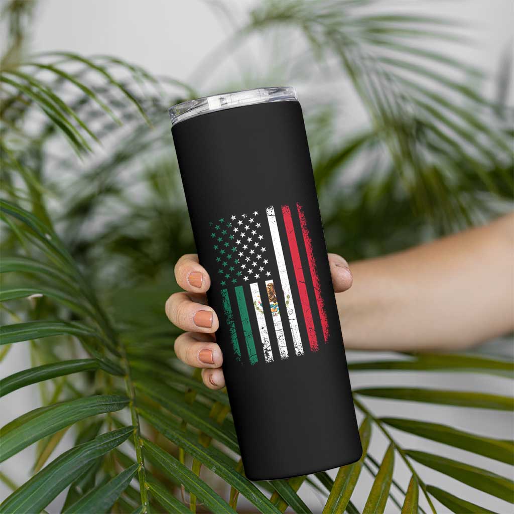 Mexican American Flag Mexican Roots Mexico America Skinny Tumbler - Wonder Print Shop