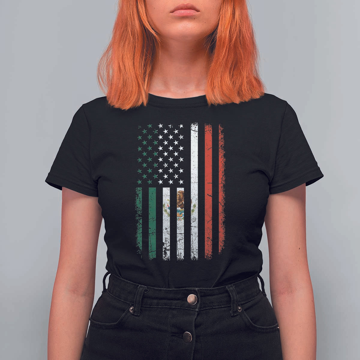 Mexican American Flag Mexican Roots Mexico America T Shirt For Women - Wonder Print Shop