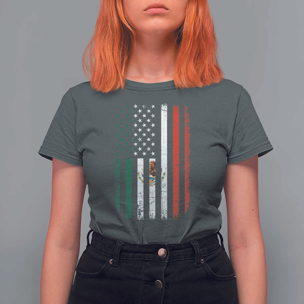 Mexican American Flag Mexican Roots Mexico America T Shirt For Women - Wonder Print Shop
