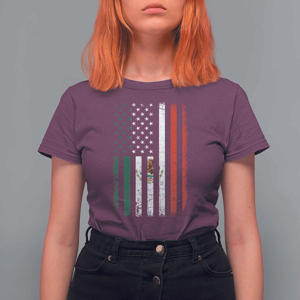 Mexican American Flag Mexican Roots Mexico America T Shirt For Women - Wonder Print Shop