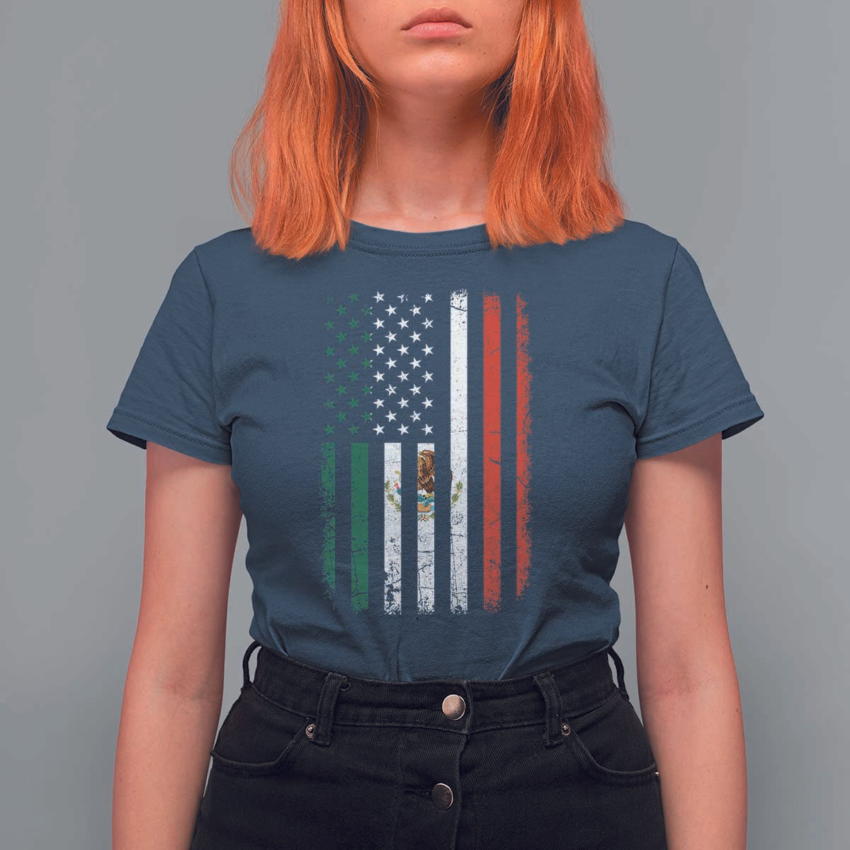 Mexican American Flag Mexican Roots Mexico America T Shirt For Women - Wonder Print Shop