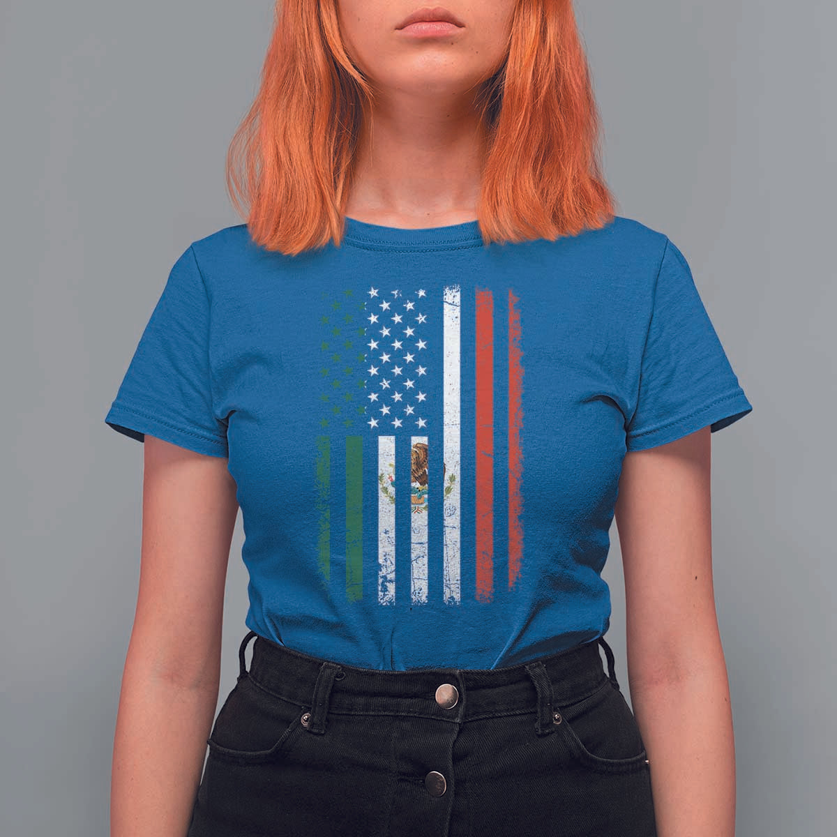 Mexican American Flag Mexican Roots Mexico America T Shirt For Women - Wonder Print Shop
