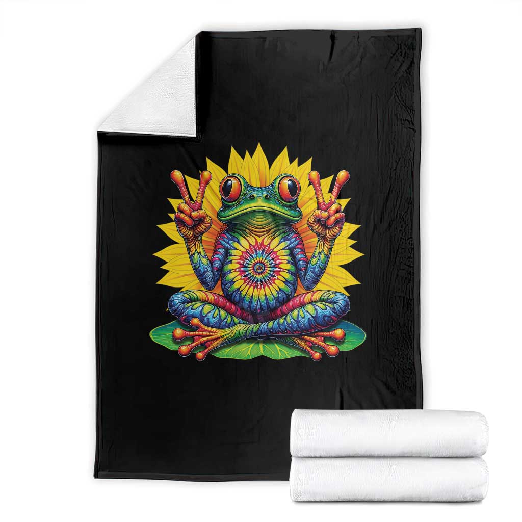 Tie Dye Frog Peace Sign Hippie Sunflower Throw Blanket - Wonder Print Shop