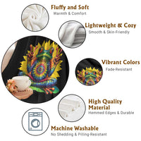 Tie Dye Frog Peace Sign Hippie Sunflower Throw Blanket - Wonder Print Shop