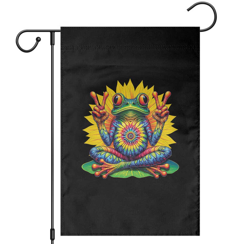 Tie Dye Frog Peace Sign Hippie Sunflower Garden Flag - Wonder Print Shop