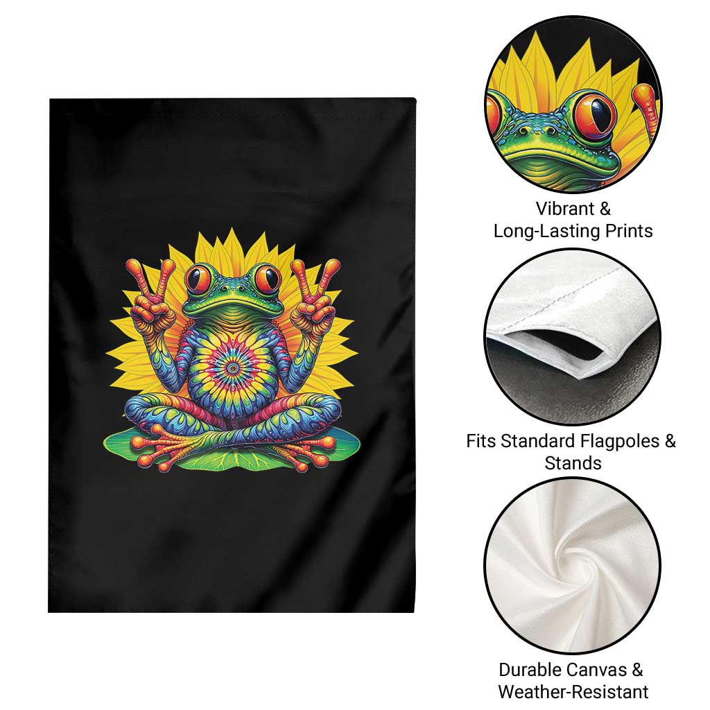 Tie Dye Frog Peace Sign Hippie Sunflower Garden Flag - Wonder Print Shop