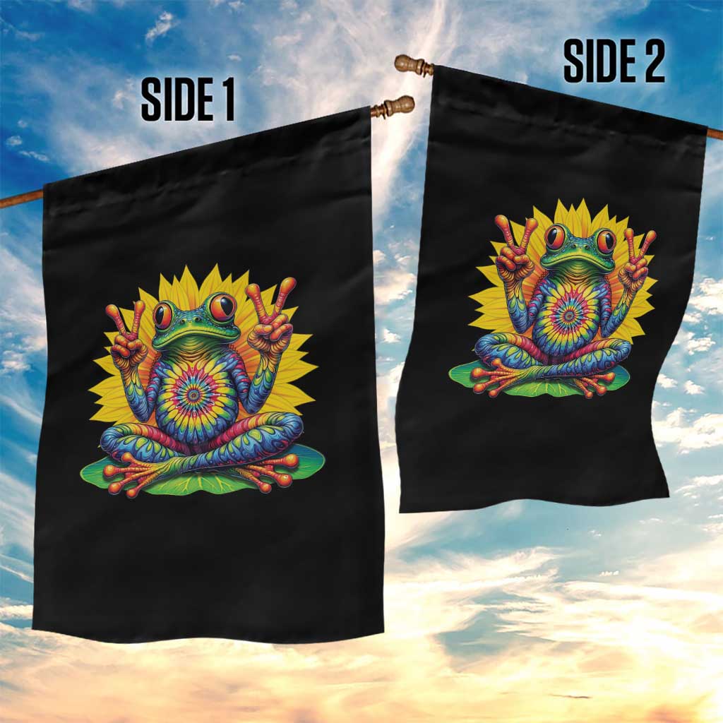 Tie Dye Frog Peace Sign Hippie Sunflower Garden Flag - Wonder Print Shop
