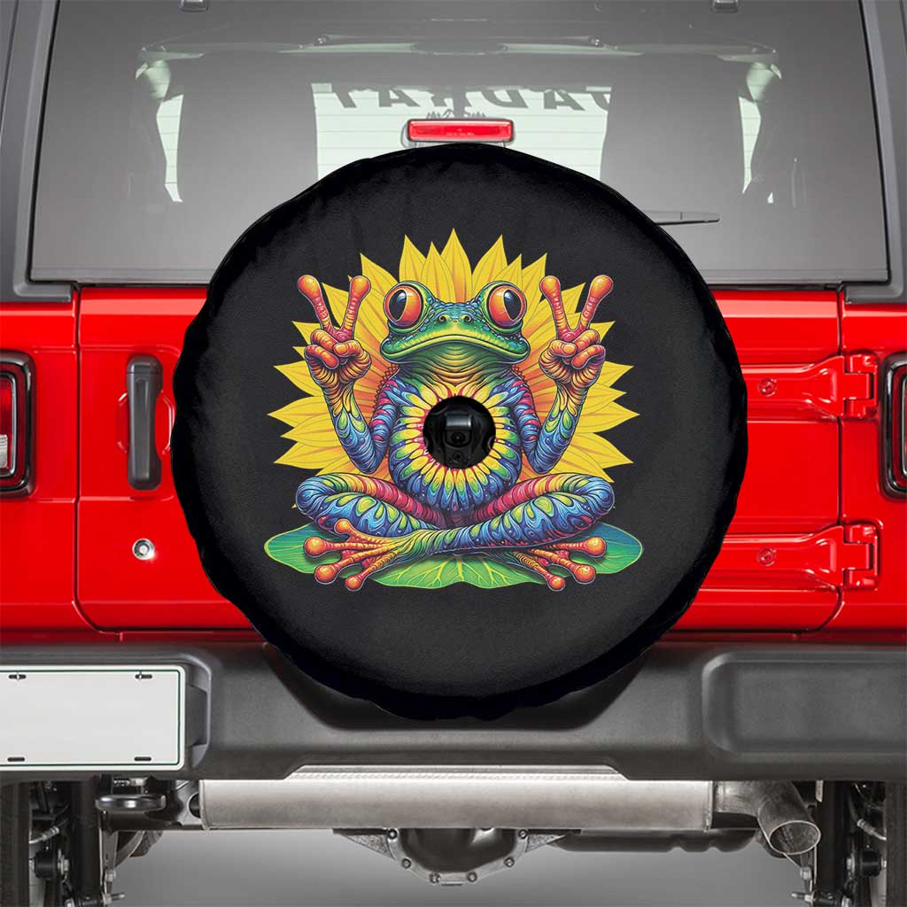 Tie Dye Frog Peace Sign Hippie Sunflower Spare Tire Cover - Wonder Print Shop