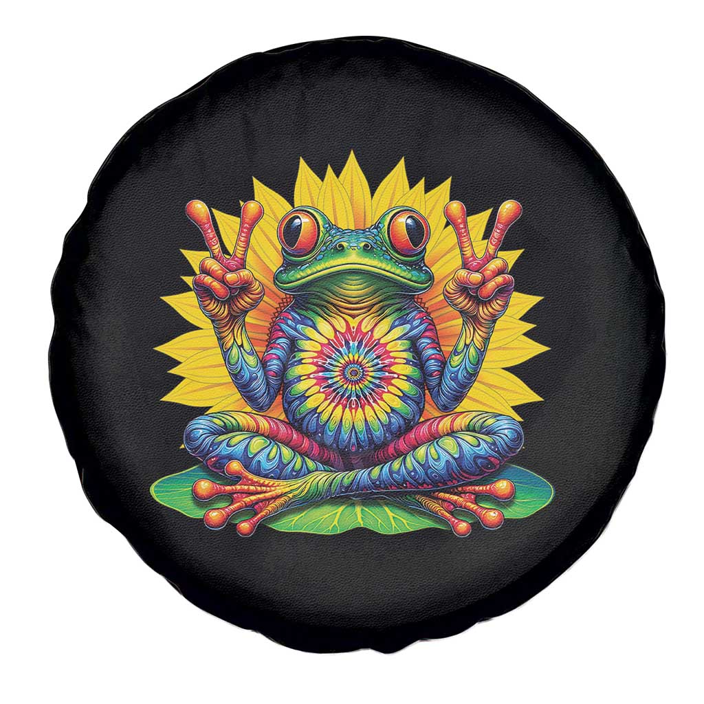Tie Dye Frog Peace Sign Hippie Sunflower Spare Tire Cover - Wonder Print Shop