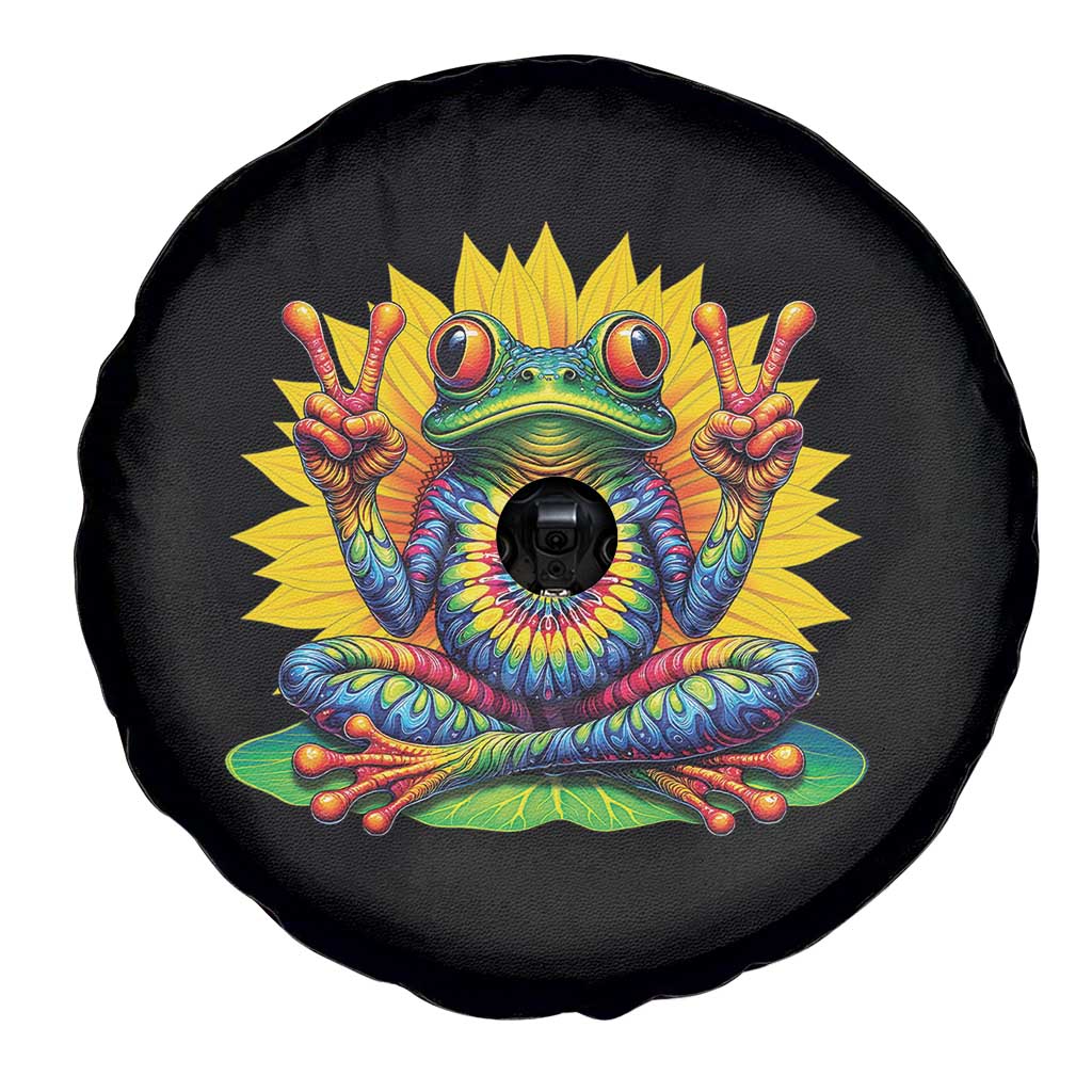 Tie Dye Frog Peace Sign Hippie Sunflower Spare Tire Cover - Wonder Print Shop